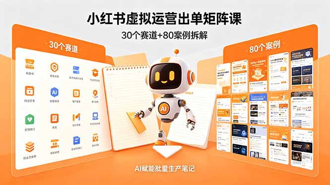 小红书虚拟运营出单矩阵课：30个赛道+80案例拆解，AI赋能批量生产笔记 - 严选资源大全
