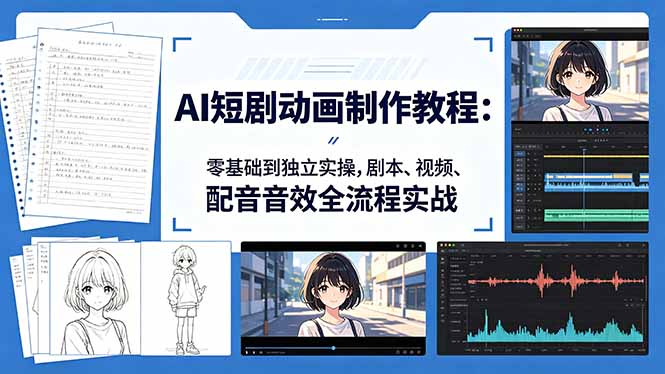 AI短剧动画制作教程：零基础到独立实操，剧本、视频、配音音效全流程实战 - 严选资源大全