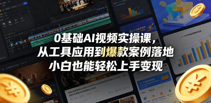 0基础AI视频实操课，从工具应用到爆款案例落地，小白也能轻松上手变现 - 严选资源大全