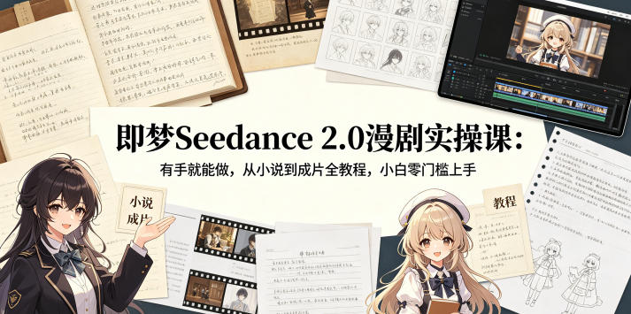 即梦Seedance 2.0漫剧实操课：有手就能做，从小说到成片全教程，小白零门槛上手 - 严选资源大全