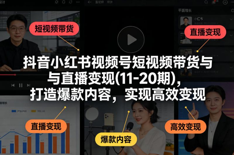 抖音小红书视频号短视频带货与直播变现(10-21期)，打造爆款内容，实现高效变现(更新05月08日) - 严选资源大全 - 严选资源大全