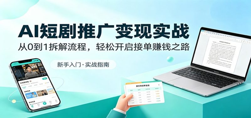 AI短剧推广变现实战：从0到1拆解流程，轻松开启接单赚钱之路 - 严选资源大全 - 严选资源大全