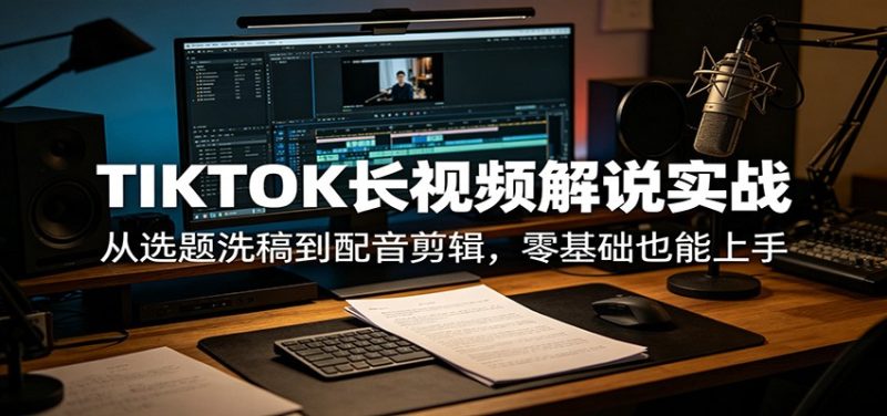 TIKTOK长视频解说实战：从选题洗稿到配音剪辑，零基础也能上手 - 严选资源大全 - 严选资源大全
