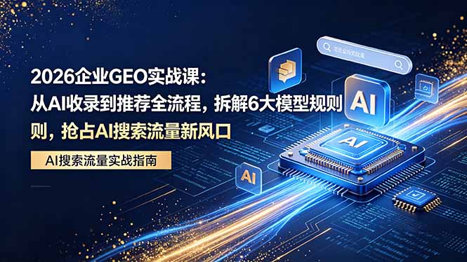 2026 企业GEO实战课：从AI收录到推荐全流程，拆解6大模型规则，抢占 AI 搜索流量新风口 - 严选资源大全