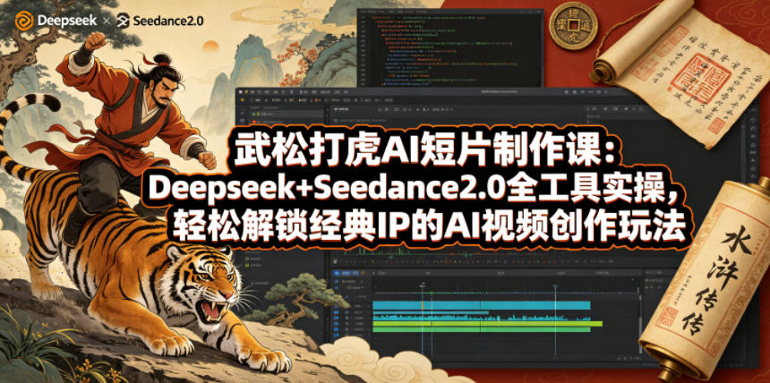 武松打虎AI短片制作课：Deepseek+Seedance2.0全工具实操，轻松解锁经典IP的AI视频创作玩法 - 严选资源大全