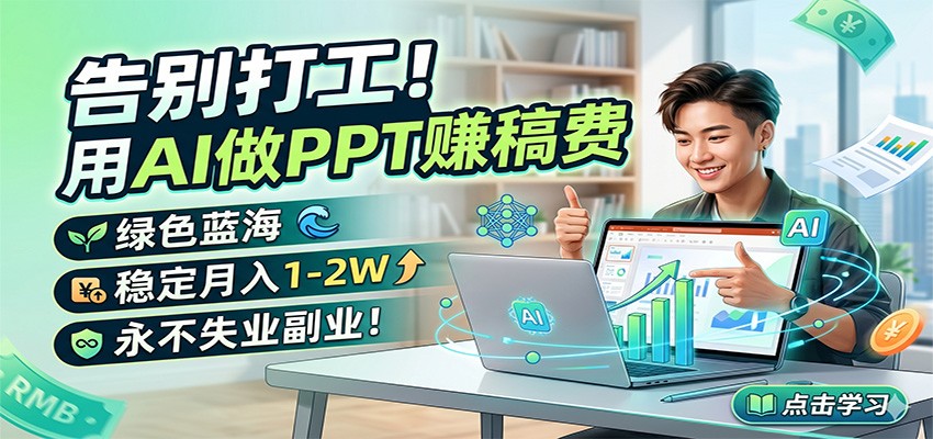 告别打工！用AI做PPT赚稿费，绿色蓝海，稳定月入1-2W，永不失业副业！ - 严选资源大全