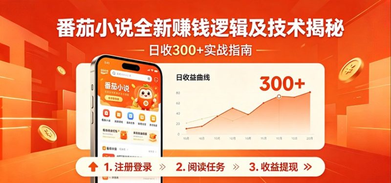 番茄小说全新赚钱逻辑及技术日收300+，小白新书皆可做！无脑赚就行了！ - 严选资源大全 - 严选资源大全