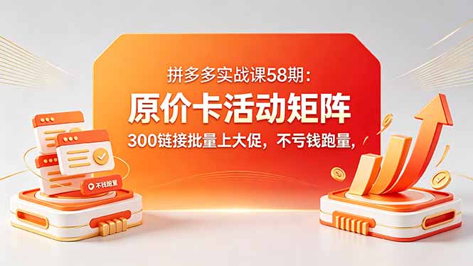 拼多多实战课58期：原价卡活动矩阵，300链接批量上大促，不亏钱跑量 - 严选资源大全