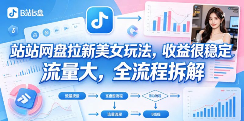 B站网盘拉新美女玩法，收益很稳定，流量大，全流程拆解 - 严选资源大全 - 严选资源大全