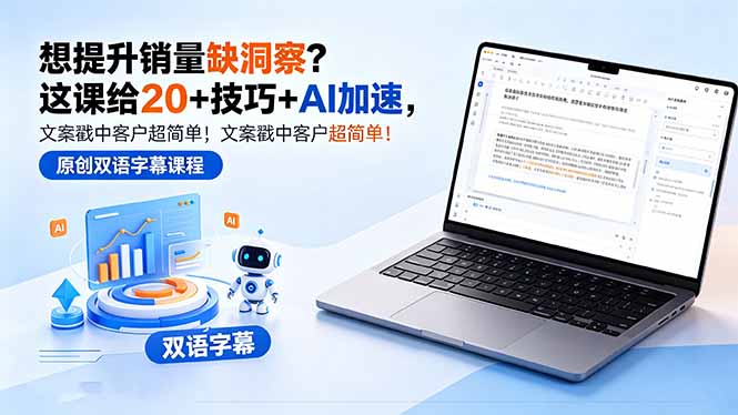 想提升销量缺洞察？这课给 20 + 技巧 + AI 加速，文案戳中客户超简单！【原创双语字幕】 - 严选资源大全