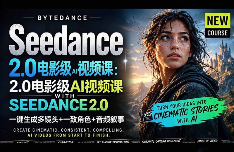 Seedance 2.0电影级AI视频课：一键生成多镜头+一致角色+音频叙事 - 严选资源大全 - 严选资源大全