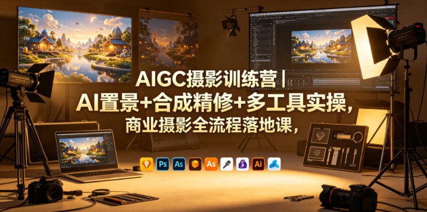 AIGC摄影训练营｜AI置景+合成精修+多工具实操，商业摄影全流程落地课 - 严选资源大全