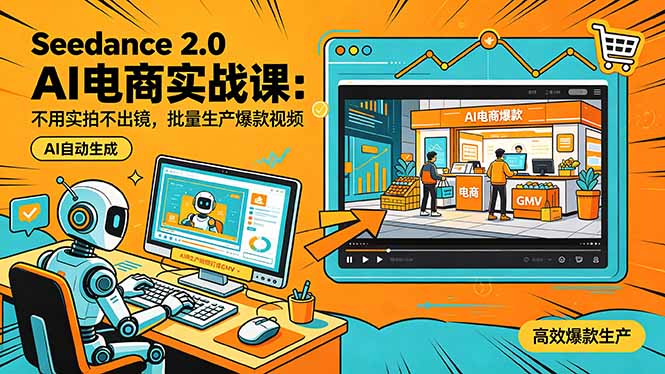 Seedance 2.0 AI电商实战课：不用实拍不出镜，批量生产爆款视频打爆GMV - 严选资源大全