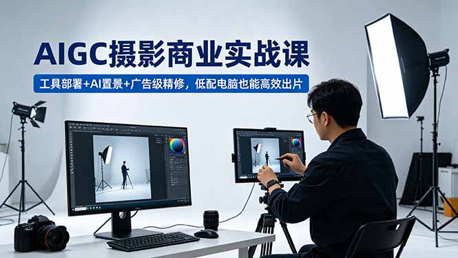 AIGC 摄影商业实战课，工具部署+AI置景+广告级精修，低配电脑也能高效出片 - 严选资源大全