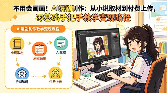 不用会画画！AI漫剧制作：从小说取材到付费上传，零基础手把手教学变现路径 - 严选资源大全