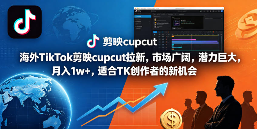 海外TikTok剪映cupcut拉新，市场广阔，潜力巨大，月入1w+，适合TK创作者的新机会 - 严选资源大全