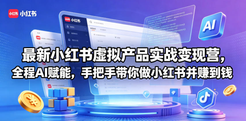 最新小红书虚拟产品实战变现营，全程AI赋能，手把手带你做小红书并赚到钱 - 严选资源大全