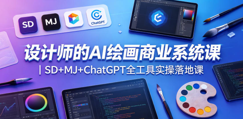 设计师的AI绘画商业系统课｜SD+MJ+ChatGPT全工具实操落地课 - 严选资源大全