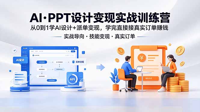 AI·PPT设计变现实战训练营，从0到1学AI设计+派单变现，学完直接接真实订单赚钱 - 严选资源大全