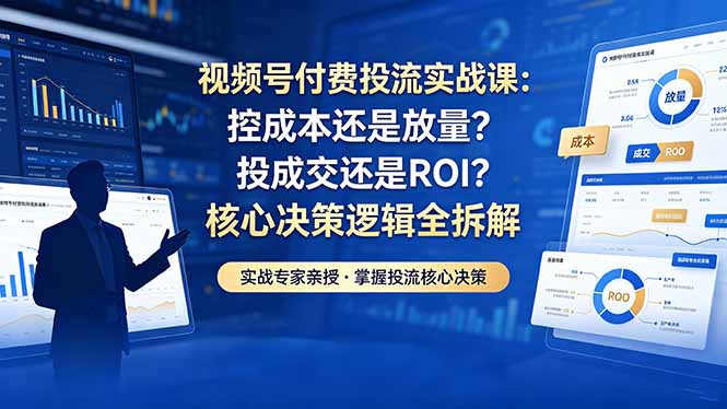 视频号付费投流实战课-5月:控成本还是放量?投成交还是ROI?核心决策逻辑全拆解 - 严选资源大全