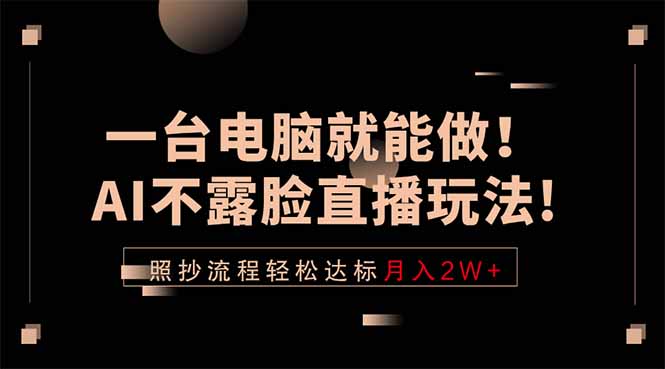 一台电脑就能做！AI不露脸直播玩法，照抄流程轻松达标月入2W+ - 严选资源大全