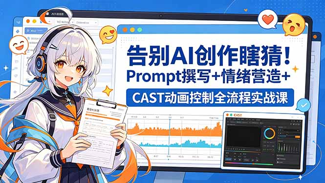 告别AI创作瞎猜！Prompt撰写+情绪营造+CAST动画控制全流程实战课 - 严选资源大全