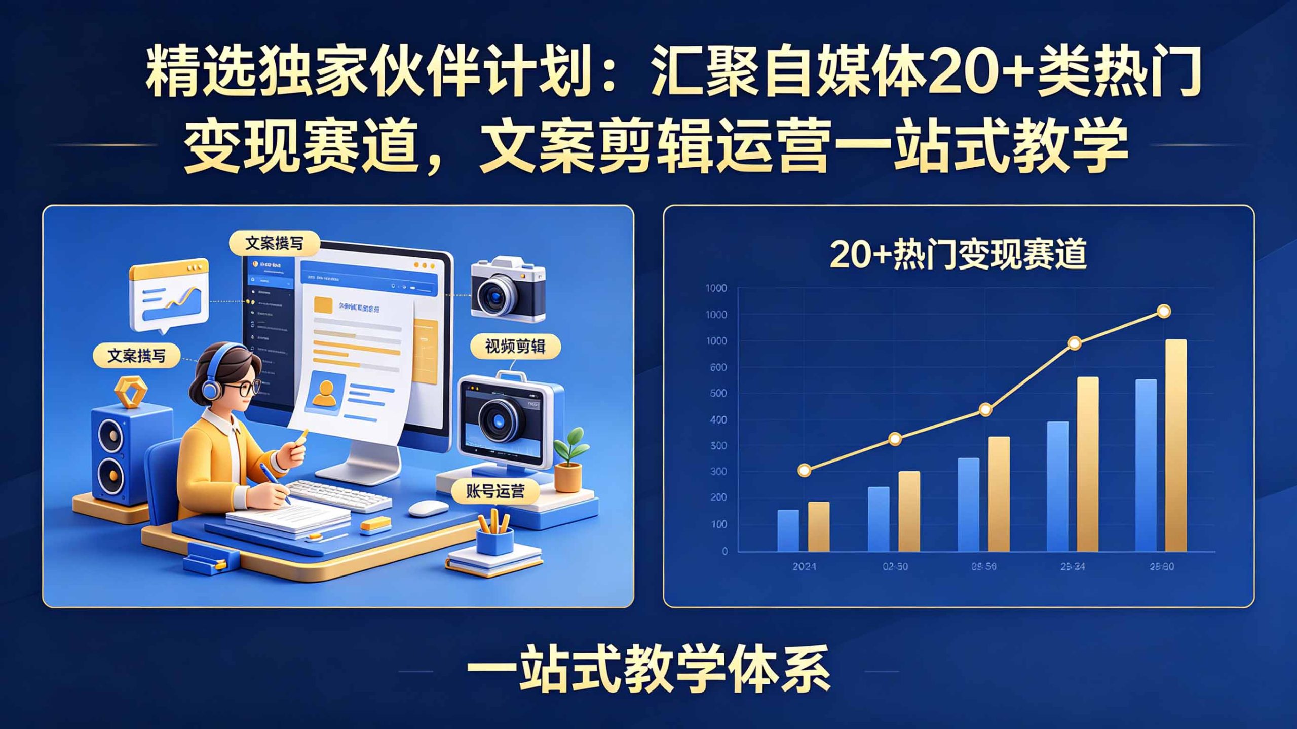 精选独家伙伴计划：汇聚自媒体20+类热门变现赛道，文案剪辑运营一站式教学 - 严选资源大全