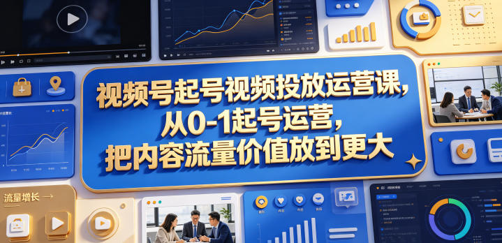 视频号起号视频投放运营课，从0-1起号运营，把内容流量价值放到更大 - 严选资源大全