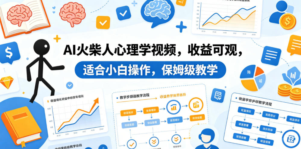 AI火柴人心理学视频，收益可观，适合小白操作，保姆级教学 - 严选资源大全
