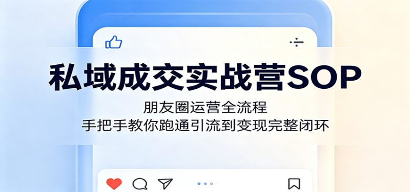 私域成交实战营SOP：朋友圈运营全流程，手把手教你跑通引流到变现完整闭环 - 严选资源大全 - 严选资源大全
