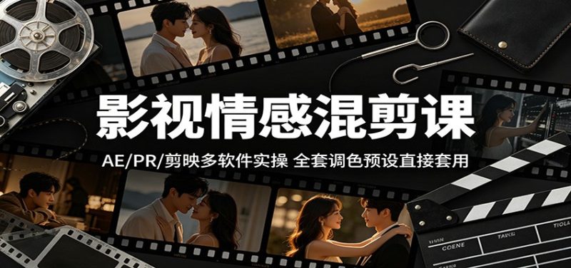 影视情感混剪课：AE/PR/剪映多软件实操，全套调色预设直接套用 - 严选资源大全 - 严选资源大全