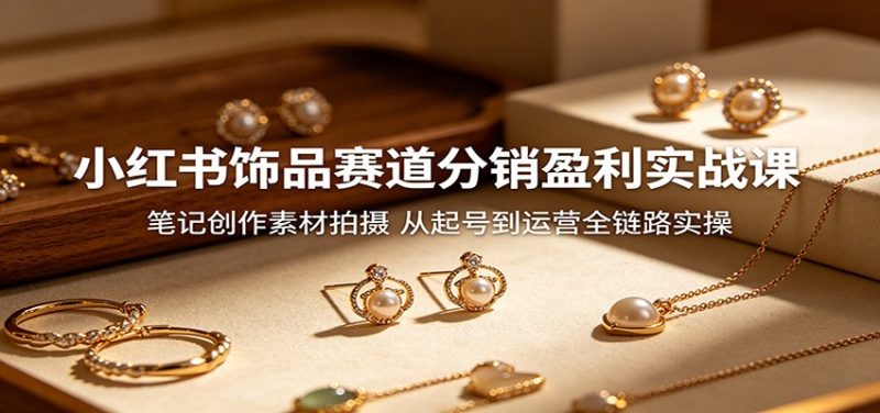 小红书饰品赛道分销盈利实战课：笔记创作素材拍摄，从起号到运营全链路实操 - 严选资源大全 - 严选资源大全
