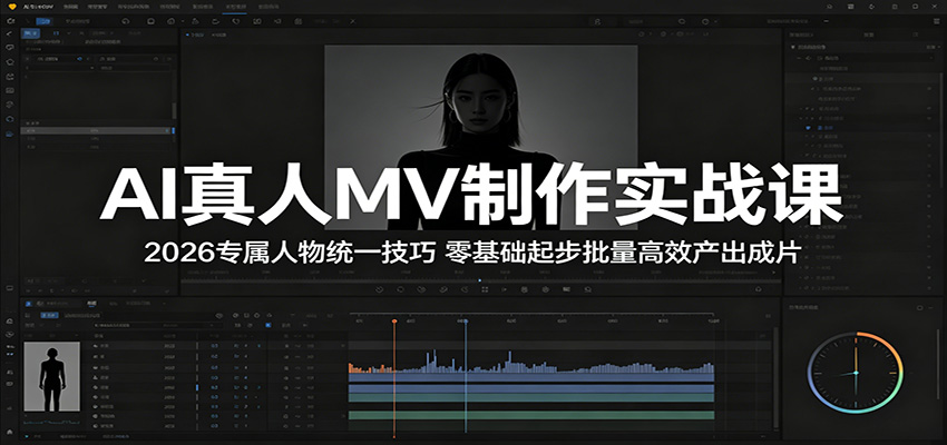 AI真人MV制作实战课：2026专属人物统一技巧，零基础起步批量高效产出成片 - 严选资源大全