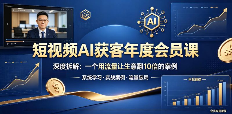短视频AI获客年度会员课,深度拆解,一个用流量让生意翻10倍的案例 - 严选资源大全 - 严选资源大全