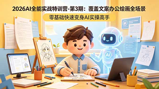 2026AI全能实战特训营-第3期：覆盖文案办公绘画全场景 零基础快速变身AI实操高手 - 严选资源大全