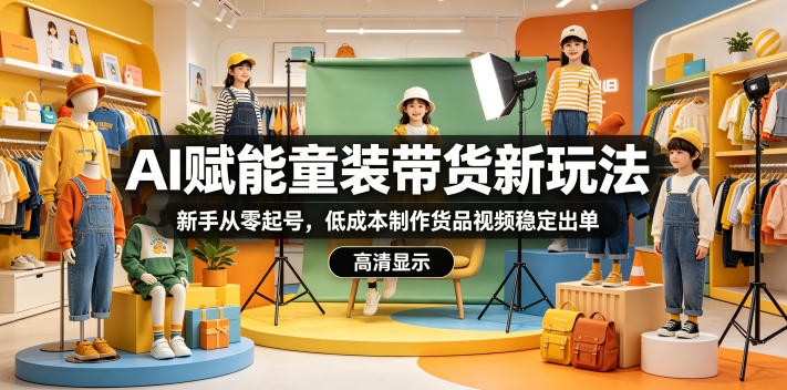 AI赋能童装带货新玩法，新手从零起号，低成本制作货品视频稳定出单 - 严选资源大全