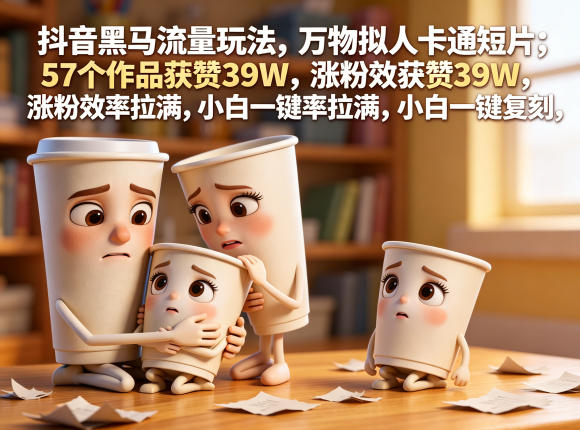 抖音黑马流量玩法,万物拟人卡通短片,57个作品获赞39W,涨粉效率拉满,小白一键复刻,保姆级拆解 - 严选资源大全