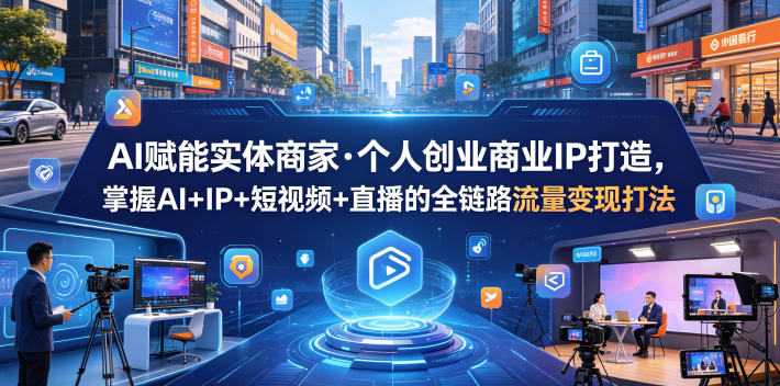 AI赋能实体商家·个人创业商业IP打造，掌握AI+IP+短视频+直播的全链路流量变现打法 - 严选资源大全
