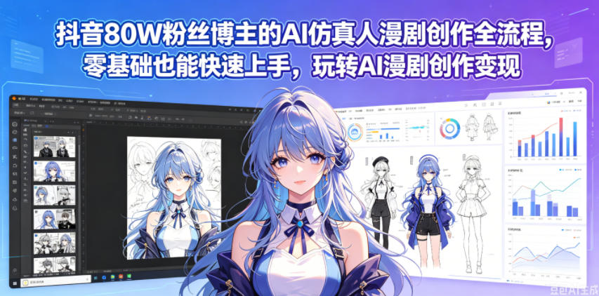 抖音80W粉丝博主的AI仿真人漫剧创作全流程，零基础也能快速上手，玩转AI漫剧创作变现 - 严选资源大全