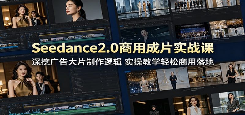 Seedance2.0商用成片实战课:深挖广告大片制作逻辑,实操教学轻松商用落地 - 严选资源大全 - 严选资源大全