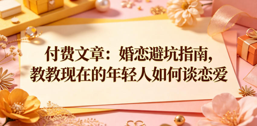付费文章:婚恋避坑指南,教教现在的年轻人如何谈恋爱 - 严选资源大全