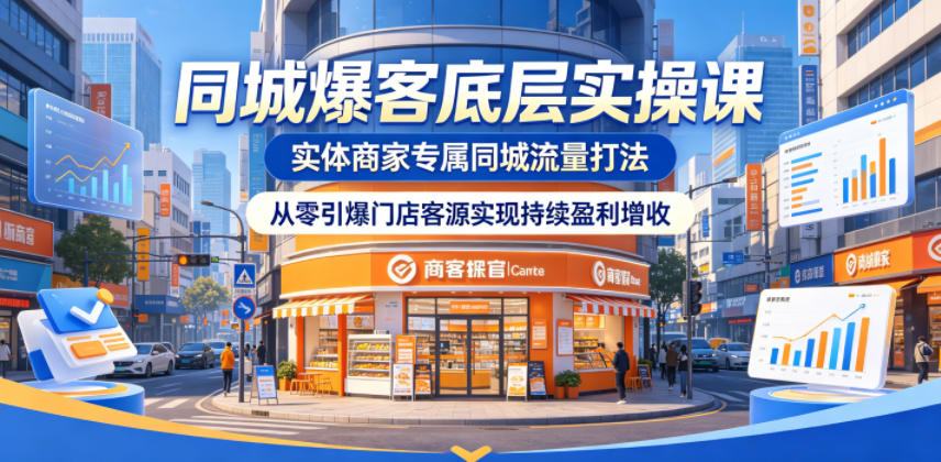 同城爆客底层实操课,实体商家专属同城流量打法,从零引爆门店客源实现持续盈利增收 - 严选资源大全