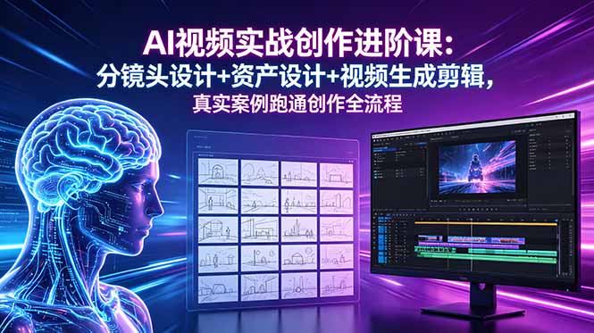 AI视频实战创作进阶课：分镜头设计+资产设计+视频生成剪辑，真实案例跑通创作全流程 - 严选资源大全