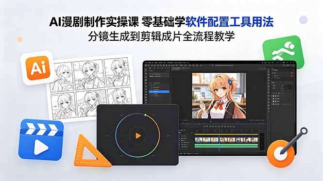 AI漫剧制作实操课 零基础学软件配置工具用法 分镜生成到剪辑成片全流程教学 - 严选资源大全