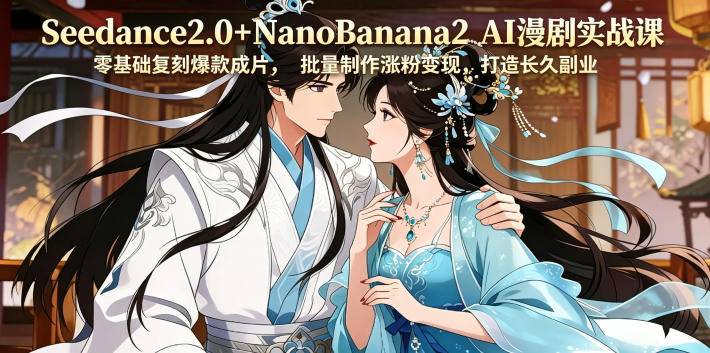 Seedance2.0+NanoBanana2 AI漫剧实战课，零基础复刻爆款成片涨粉变现，打造长久副业收益 - 严选资源大全