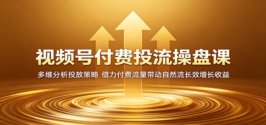 视频号付费投流操盘课：多维分析投放策略，借力付费流量带动自然流长效增长收益 - 严选资源大全