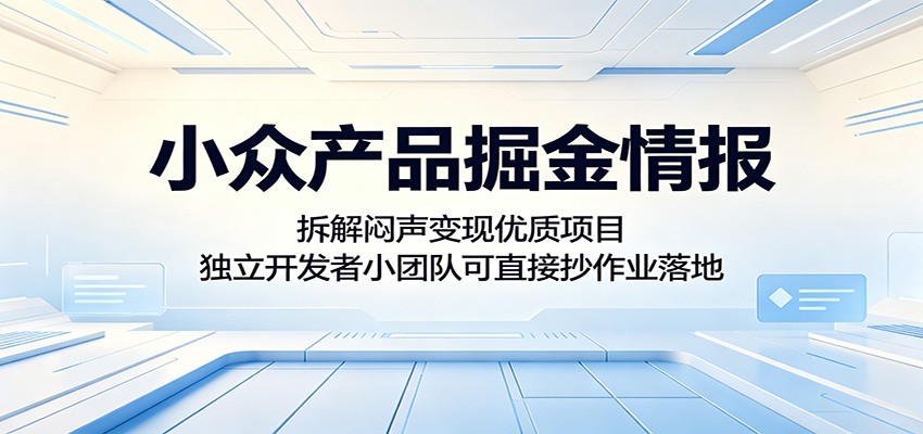 小众产品掘金情报：拆解闷声变现优质项目，独立开发者小团队可直接抄作业落地 - 严选资源大全