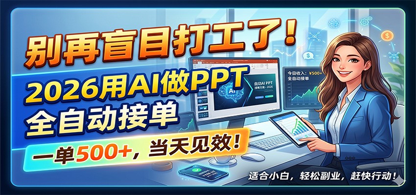 别再盲目打工了！2026用AI做PPT全自动接单，一单5张+，当天见效！ - 严选资源大全