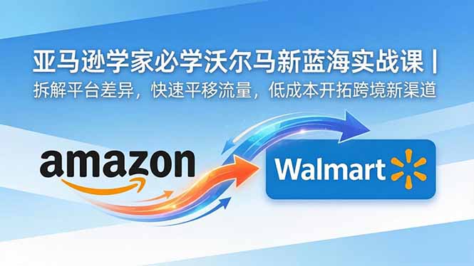 亚马逊卖家必学沃尔玛新蓝海实战课｜拆解平台差异，快速平移流量，低成本开拓跨境新渠道 - 严选资源大全