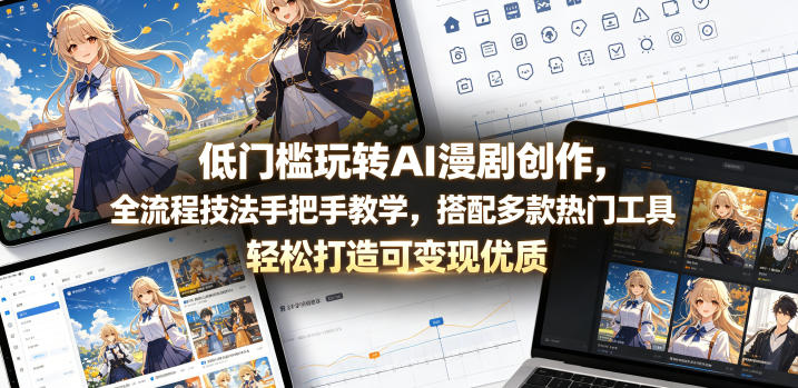 低门槛玩转AI漫剧创作，全流程技法手把手教学，搭配多款热门工具，轻松打造可变现优质作品 - 严选资源大全